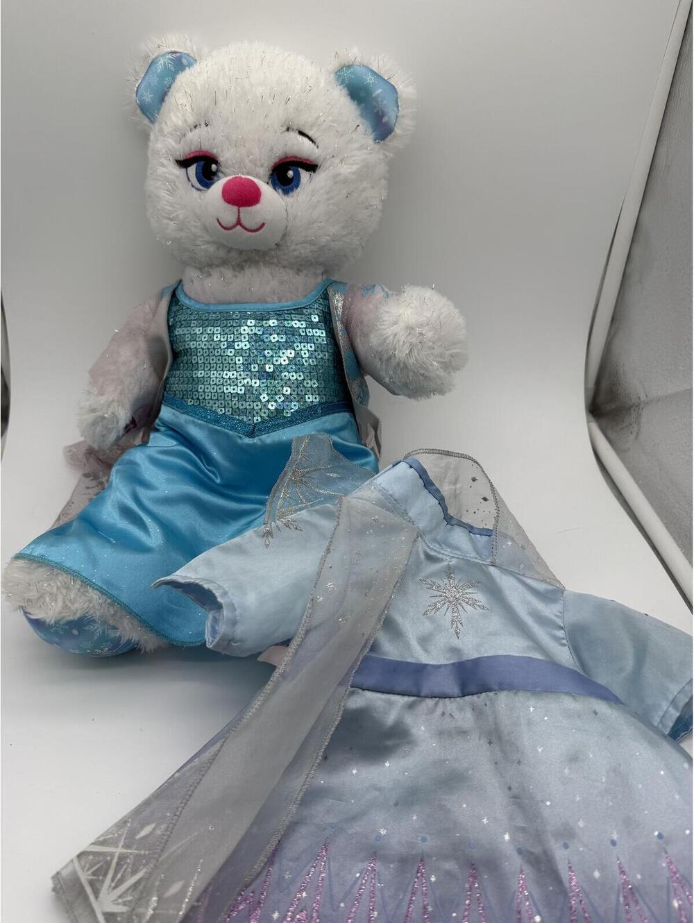 Build-A-Bear Disney Frozen Elsa Plush Sparkle Bear 16" with 2 Dresses